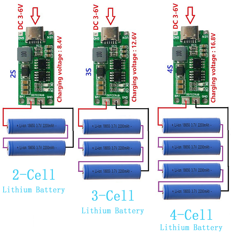 Multi-Cell 2S 3S 4S Type-C To  - đánh giá và giá Li Ion Charger Module