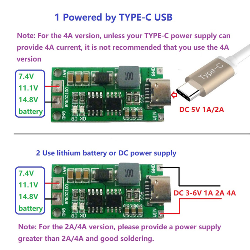 Multi-Cell 2S 3S 4S Type-C To  - đánh giá và giá Li Ion Charger Module