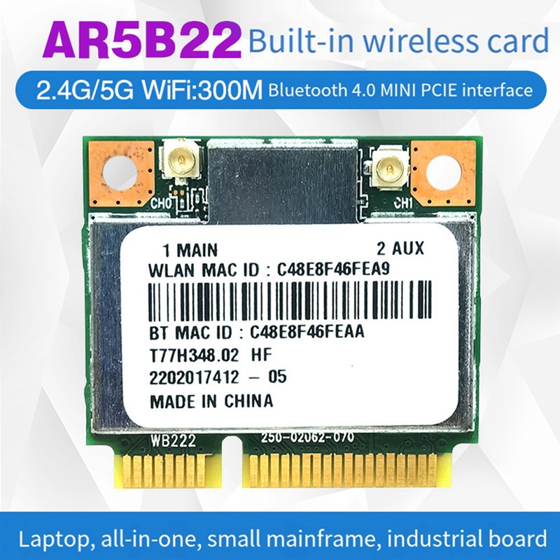 AR5B22 AR9462 WiFi Card+Intern - đánh giá và giá Antenna 2.4Ghz